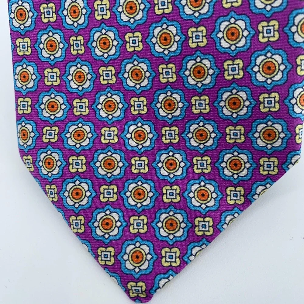 Eton Tie Men One Size Multi Patterned Silk Classic Luxury Necktie Italy Made NWT